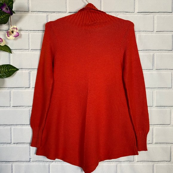 Renuar Orange Knit Cowl Neck Flare Sweater - Picture 6 of 8